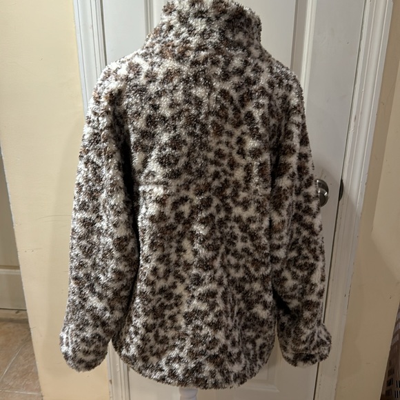 Leopard faux shearling coat size M - Picture 4 of 5